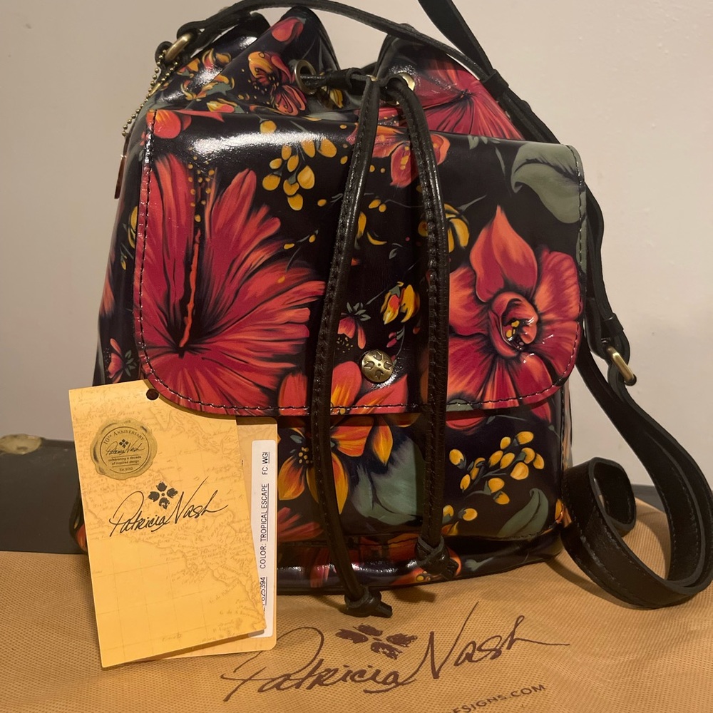 Patricia Nash drawstring leather bag